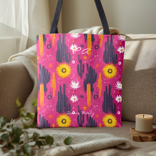 Rosa Wüsten-Blumenmuster – Kräftiges botanisches K Tasche