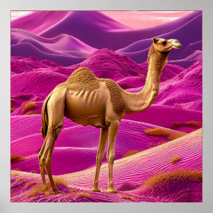🐪 Rosa Wüstenkamel Sonnenuntergang Träumerische S Poster