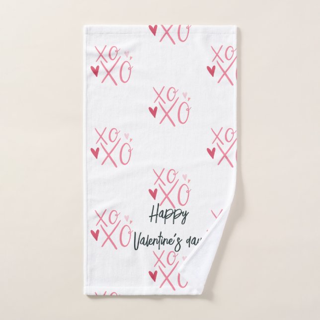 Rosa "XOXO" Herzlich Willkommen am Valentinstag Badhandtuch Set (Handtuch)