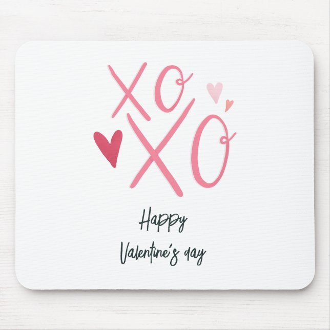 Rosa "XOXO" Herzlich Willkommen am Valentinstag Mousepad (Vorne)