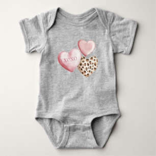 Rosa XOXO Leopardenprint Herzen Baby Strampler