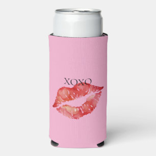 Rosa XOXO Rote Lippen Küssen Selters Dosenkühler
