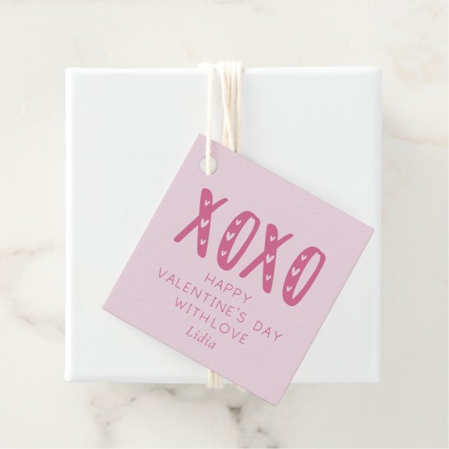 Rosa XOXO, Valentinstag Geschenkanhänger (Beispiel)