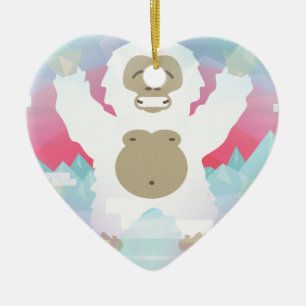Rosa Yeti Keramik Ornament
