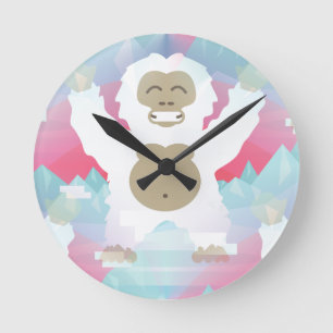 rosa yeti runde wanduhr