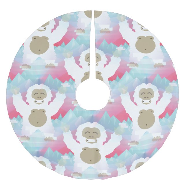 Rosa Yeti Weihnachtsbaumrock Polyester Weihnachtsbaumdecke (Vorderseite)