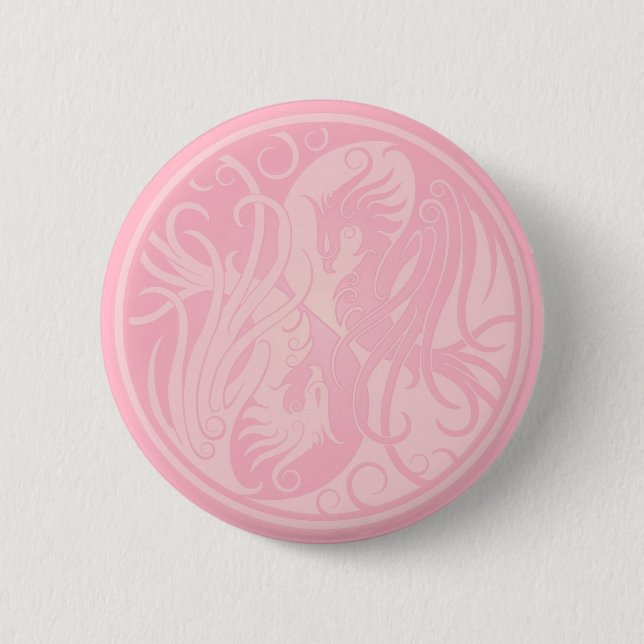 Rosa Yin Yang Phoenix Button (Vorderseite)