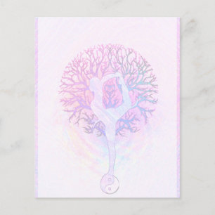 Rosa Yoga-Baum-Frau in Pastellfarben Flyer