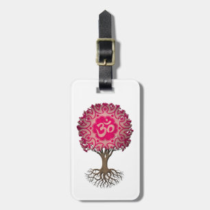 Rosa Yoga-OM-Baum des Lebens Gepäckanhänger