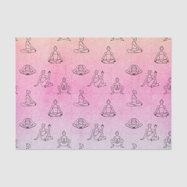 rosa Yogapositionen (Design 75 Pink Serie) Seidenpapier (Vorderseite)