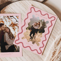 Rosa zackige Wavy-Rahmen-Hochzeit