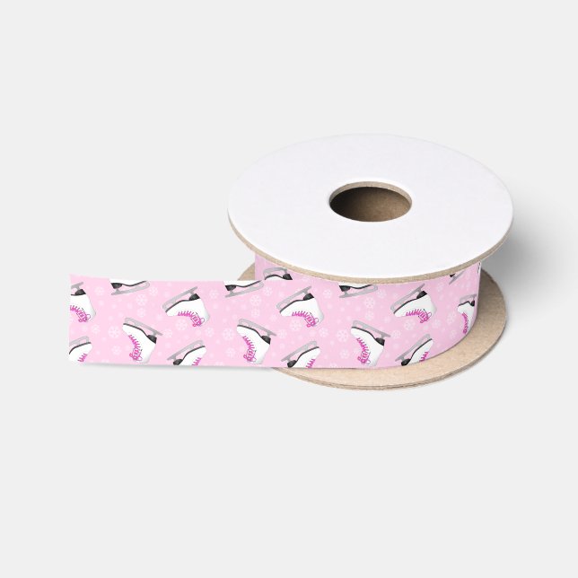 Rosa Zahl Skaten-Muster Satinband (Spule)