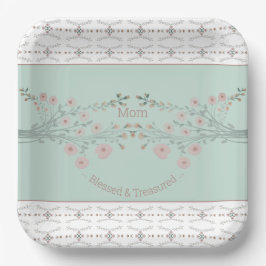 Rosa, zarter Blumenplatz Pappteller