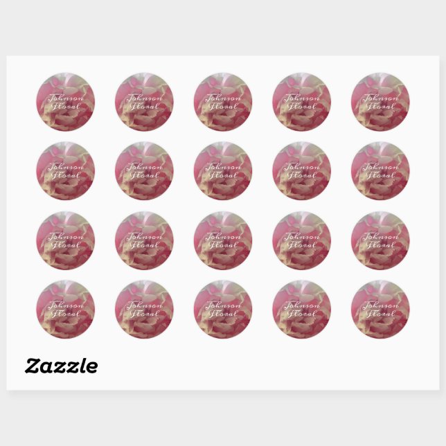 Rosa Zartes Peony Floral Custom Runder Aufkleber (Blatt)