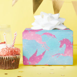 Rosa Zauberhafte Einhorn-Muster Party gekachelte V Geschenkpapier