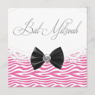 Rosa Zebra Bat Mitzvah Einladungen