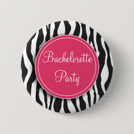 Rosa Zebra-Druck-Junggeselinnen-Abschieds-Knopf Button