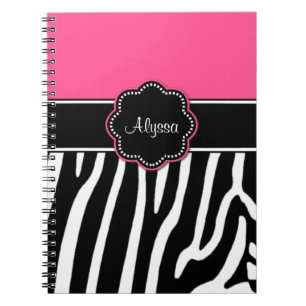 Rosa Zebra-Druck-personalisierte Zeitschrift Notizblock