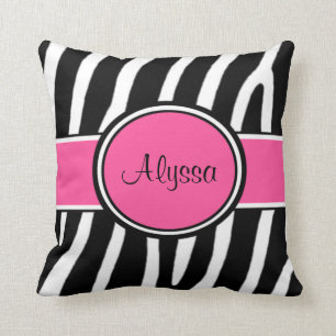 Rosa Zebra-Druck-personalisiertes Kissen