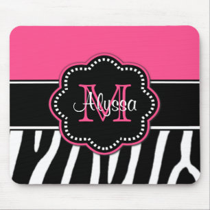 Rosa Zebra-Druck personalisiertes Mousepad