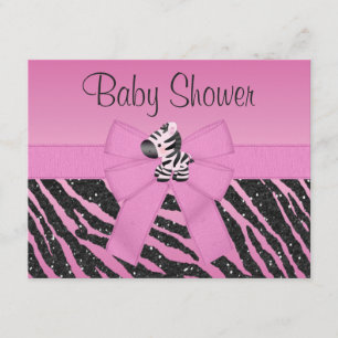 Rosa Zebra Druckbogen-u. Schmetterlings-Babyparty Einladung
