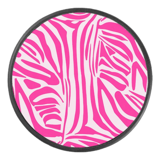 Rosa Zebra Eishockey Puck (Vorderseite)