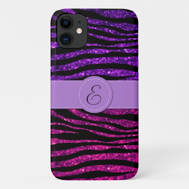 Rosa Zebra, grünes Zebra, Glitzer Zebra, Monogramm Case-Mate iPhone Hülle (Rückseite)