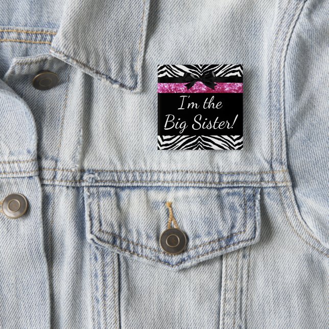 Rosa Zebra-Mädchen-neuer Babyparty-große Button (Beispiel)
