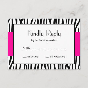 Rosa Zebra modernes UAWG RSVP Karte