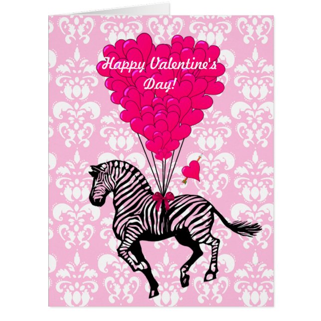 Rosa Zebra niedlicher romantischer Valentinstag (Vorderseite)