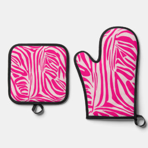 Rosa Zebra Ofenhandschuh & Topflappen-Set