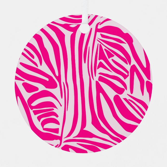 Rosa Zebra Ornament Aus Metall (Vorderseite)
