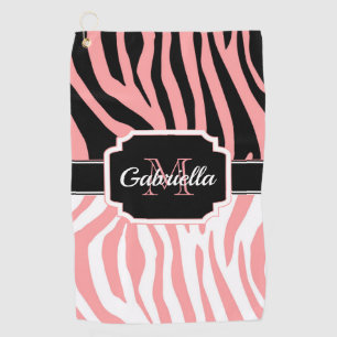 Rosa Zebra Print Golfhandtuch