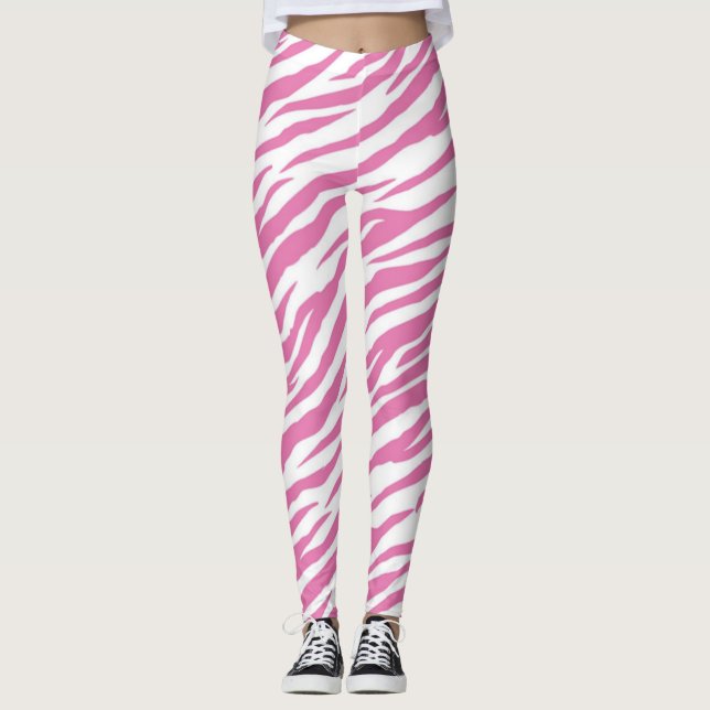 Rosa Zebra Print Leggings & Yoga Pants (Vorderseite)