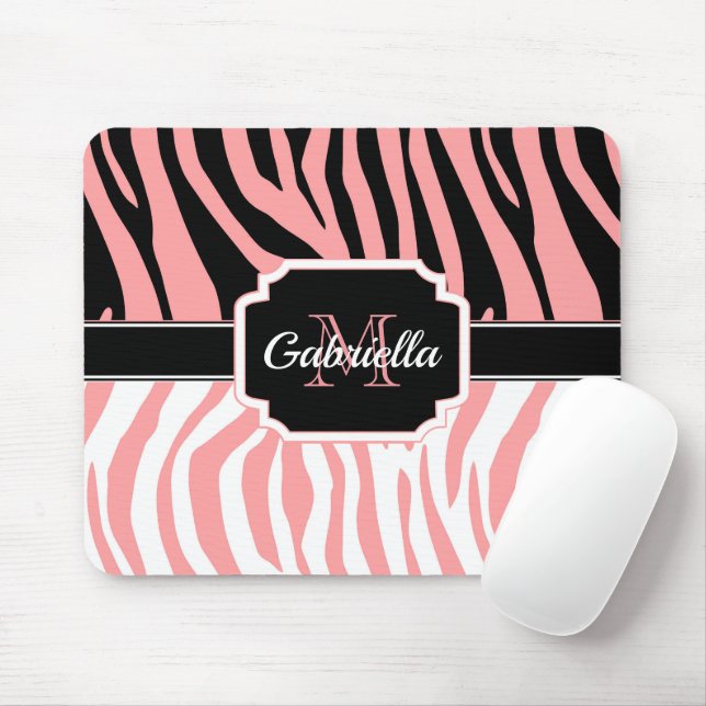 Rosa Zebra Print Mousepad (Mit Mouse)