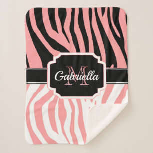 Rosa Zebra Print Sherpadecke