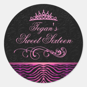 Rosa Zebra Print Sweet 16 Umschlag Aufkleber/Siege Runder Aufkleber