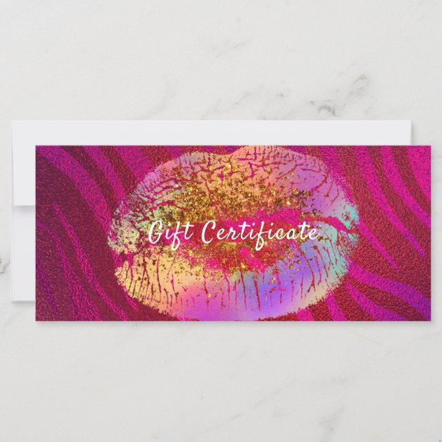 Rosa Zebra Rainbow Glitzer Lips Geschenk (Vorderseite)