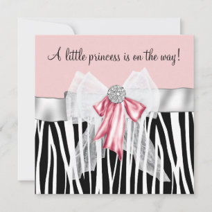 Rosa Zebra Rosa Schwarze Prinzessin Baby Shower Einladung