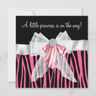 Rosa Zebra Rosa Schwarze Prinzessin Baby Shower Einladung