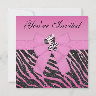 Rosa Zebra, Schmetterlinge und Glitzer für Tierdru Einladung