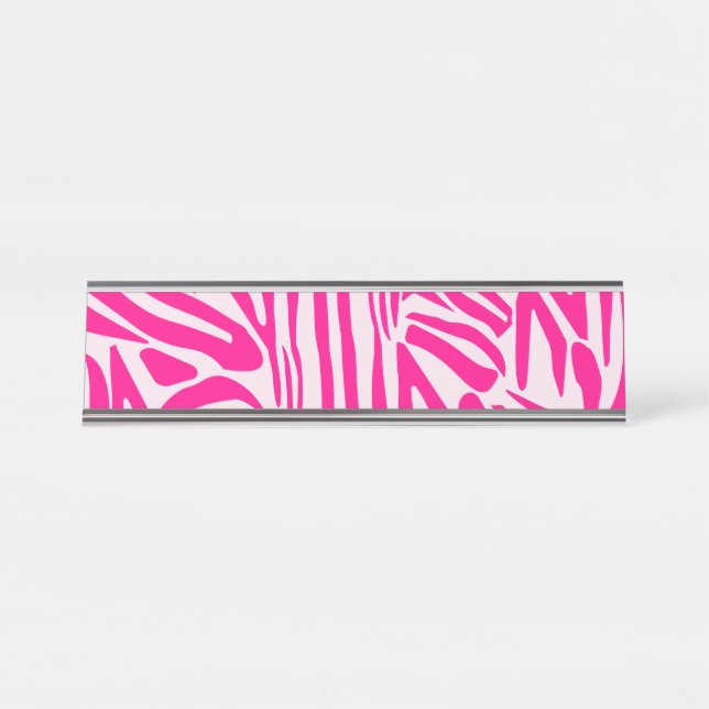 Rosa Zebra Schreibtischnamensplakette (Vorderseite )