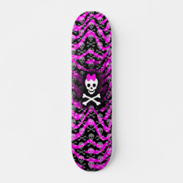 Rosa Zebra Skull Princess Skateboard