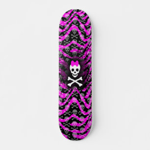 Rosa Zebra Skull Princess Skateboard