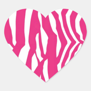 Rosa Zebra Streifen Herz-Aufkleber
