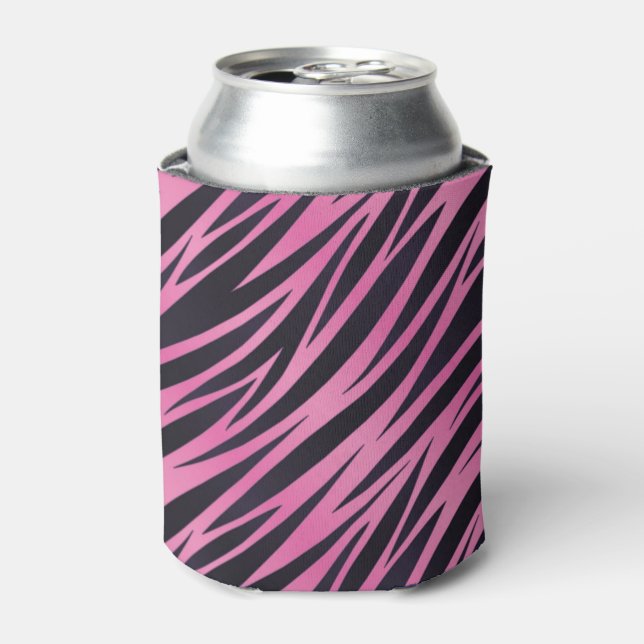 Rosa Zebra Streifen Hintergrund Dosenkühler (Kanne Vorderseite)