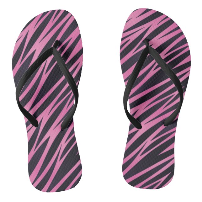 Rosa Zebra-Streifen-Hintergrund Flip Flops (Fußbett)