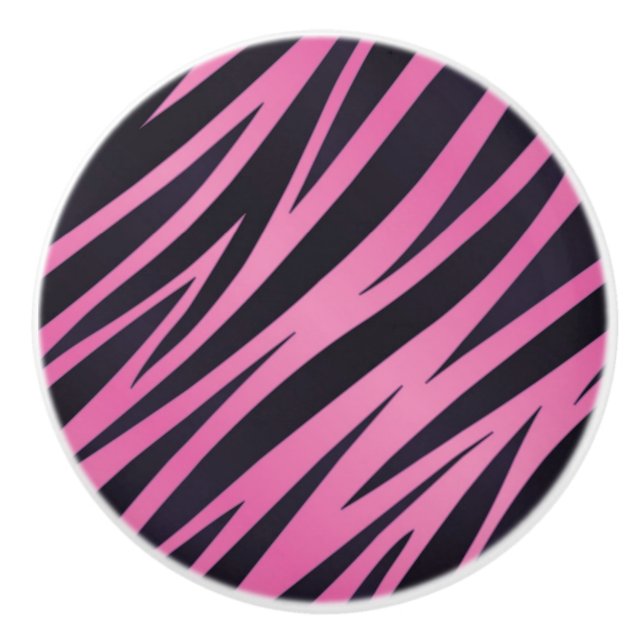 Rosa Zebra-Streifen-Hintergrund Keramikknauf (Vorderseite)