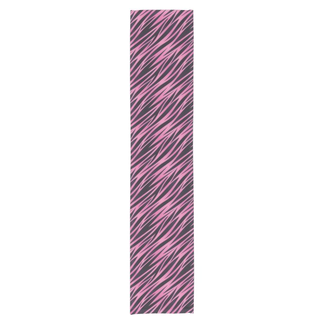 Rosa Zebra-Streifen-Hintergrund Kurzer Tischläufer (Vorderseite)