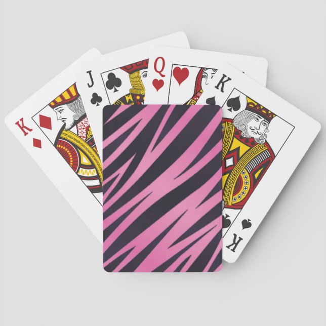 Rosa Zebra-Streifen-Hintergrund Spielkarten (Rückseite)